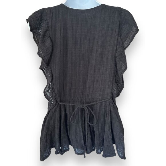 Free People FP One Black Petra Peasant Top - Picture 3 of 9